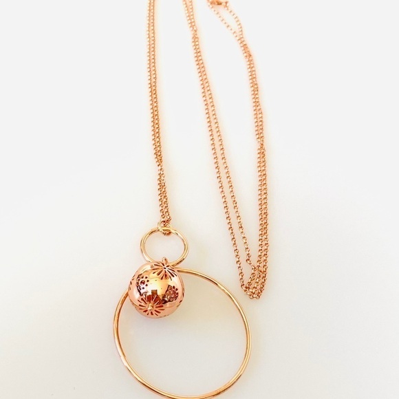 Necklace Rose Gold Plated with Hallow Ball 36” - Picture 3 of 8